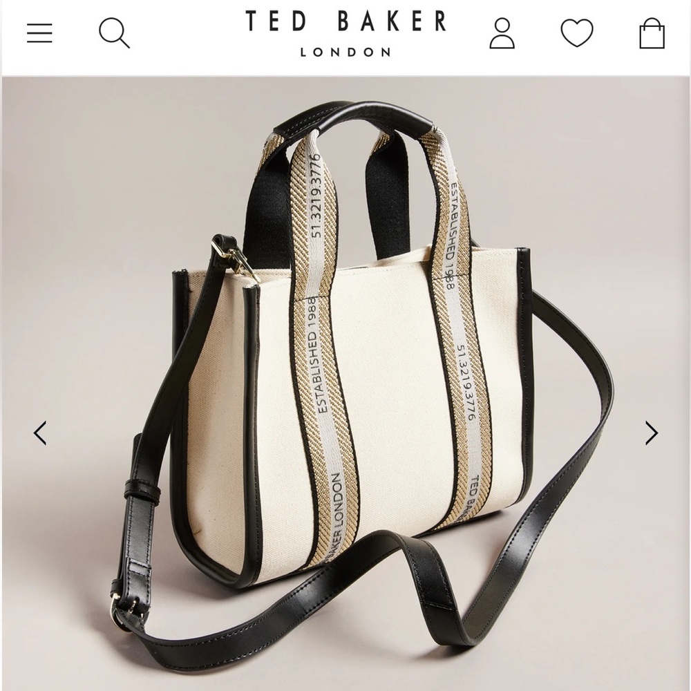 NWT Ted Baker London “Georjea” canvas small tote/crossbody bag in Ecru